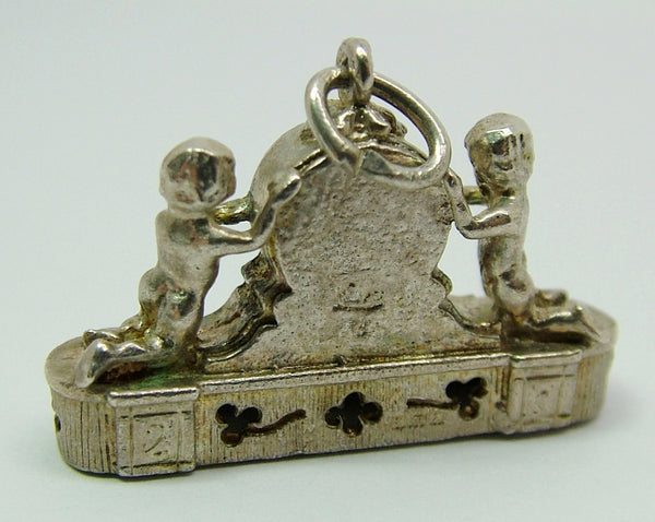 Large 1960's Silver Nuvo French Mantle Clock Charm Silver Charm - Sandy's Vintage Charms