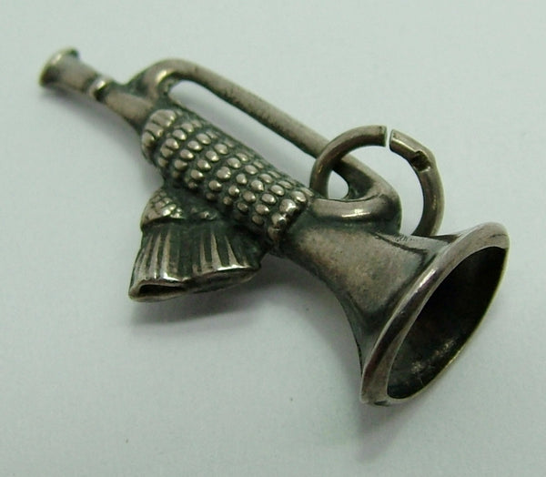 Antique Victorian Silver Puffed Bugle Charm Antique Charm - Sandy's Vintage Charms