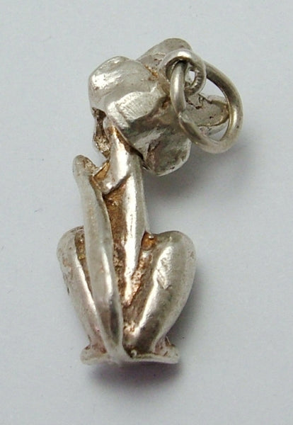 Large Vintage 1970's Solid Silver Cat Charm with Moving Head Silver Charm - Sandy's Vintage Charms
