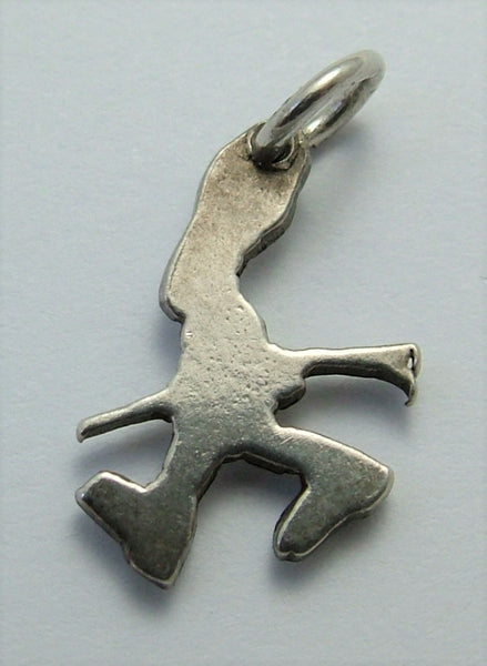 Small 1950's Silver & Enamel Rabbit with Skis Charm Enamel Charm - Sandy's Vintage Charms