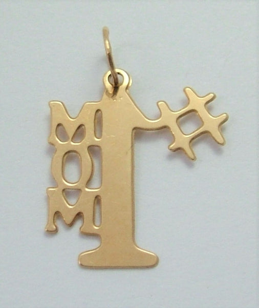 Modern Secondhand 14k 14ct Gold Letter “#1 MOM” Charm Gold Charm - Sandy's Vintage Charms