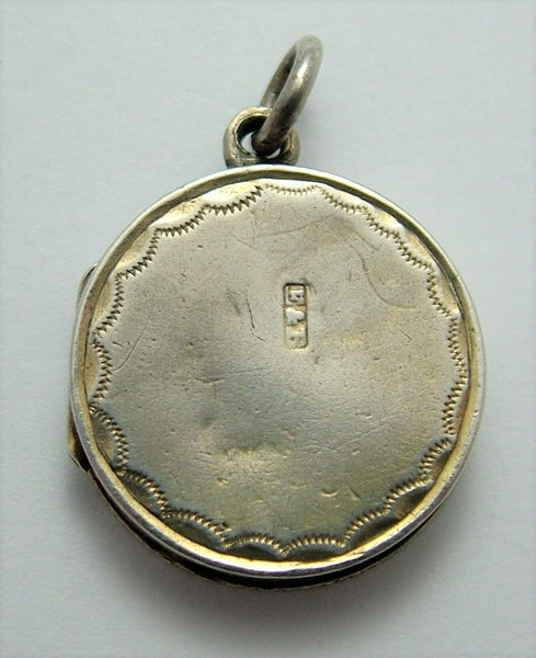Antique Victorian Silver & Enamel Locket Charm with George III Coin c1820 Antique Charm - Sandy's Vintage Charms
