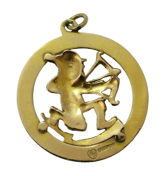 Large Vintage 1960's Solid 9ct Gold Sagittarius Zodiac Disc Charm Gold Charm - Sandy's Vintage Charms