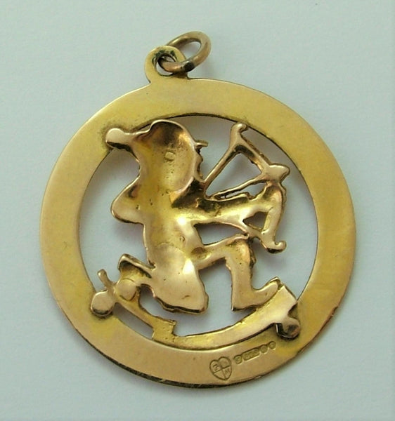 Large Vintage 1960's Solid 9ct Gold Sagittarius Zodiac Disc Charm Gold Charm - Sandy's Vintage Charms