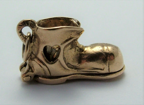 Vintage 1960's 9ct Gold Opening “Just Married” Boot Charm With Enamel Bride & Groom Inside Gold Charm - Sandy's Vintage Charms