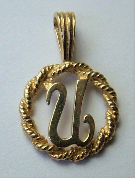 Vintage 1990's Solid 9ct Gold Circular Initial Letter Charm Gold Charm - Sandy's Vintage Charms