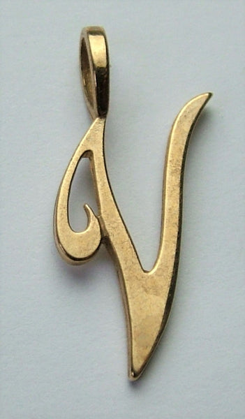 Vintage 1990's Solid 9ct Gold Initial Letter Charm Medium Script Gold Charm - Sandy's Vintage Charms