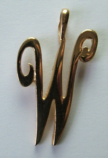 Vintage 1990's Solid 9ct Gold Initial Letter Charm Large Script Gold Charm - Sandy's Vintage Charms