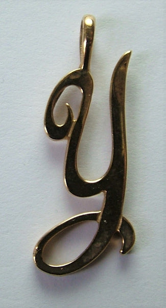 Vintage 1990's Solid 9ct Gold Initial Letter Charm Large Script Gold Charm - Sandy's Vintage Charms