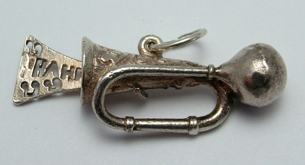 Vintage 1970's Silver Moving Car Horn Charm Music Notes Come Out Of The End Silver Charm - Sandy's Vintage Charms