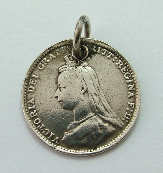 Antique Victorian Silver Engraved Love Token Coin Charm "EJC" Love Token - Sandy's Vintage Charms