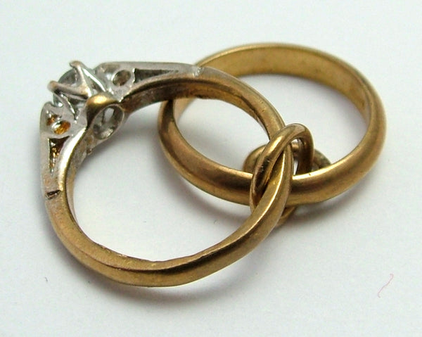 Vintage 1960's 9ct Gold Wedding Charm - Wedding Band & Engagement Ring Gold Charm - Sandy's Vintage Charms
