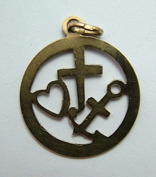 Vintage 1970's Solid 9ct Gold Faith, Hope & Charity Charm Gold Charm - Sandy's Vintage Charms