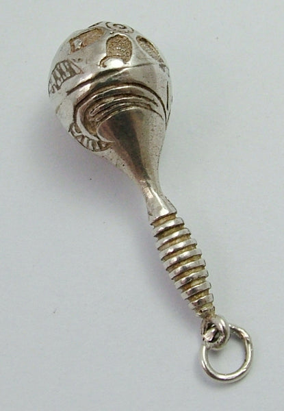 Large Vintage 1970's Silver Charm of a Maraca Silver Charm - Sandy's Vintage Charms
