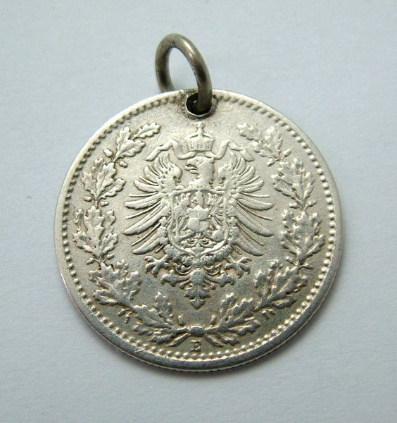 Antique Victorian German Silver Engraved Love Token Coin Charm “Wreath of Remembrance 1887” Love Token - Sandy's Vintage Charms