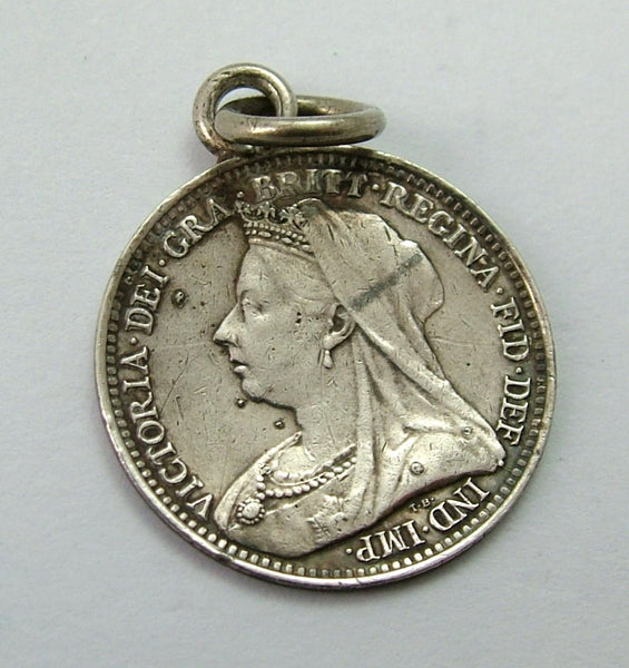 Antique Victorian Silver Engraved Love Token Coin Charm "JEH" Love Token - Sandy's Vintage Charms