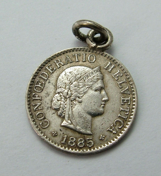 Antique Victorian Swiss 1885 Engraved Love Token Coin Charm “Hollie” Love Token - Sandy's Vintage Charms