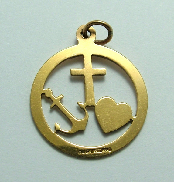 Vintage 1970's Solid 9ct Gold Faith, Hope & Charity Charm HM 1974 Gold Charm - Sandy's Vintage Charms