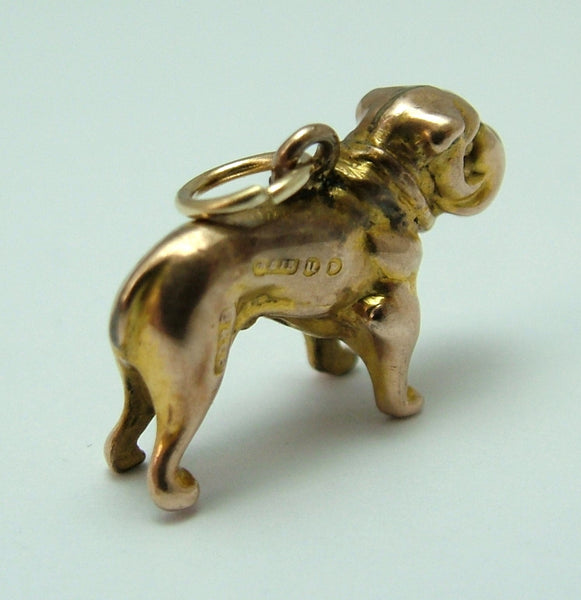 Antique Edwardian Hollow 9ct Gold Bulldog Charm HM 1915 Antique Charm - Sandy's Vintage Charms