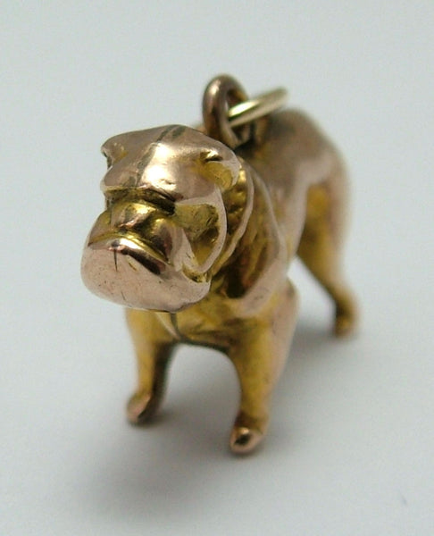 Antique Edwardian Hollow 9ct Gold Bulldog Charm HM 1915 Antique Charm - Sandy's Vintage Charms