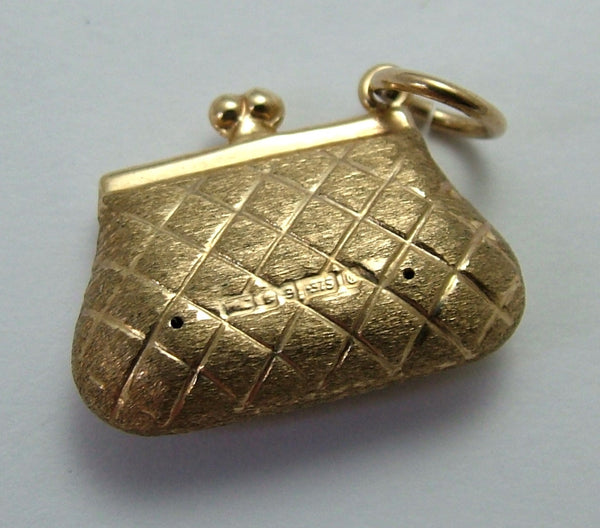 Vintage 1980's Hollow 9ct Gold Quilted Purse Charm Gold Charm - Sandy's Vintage Charms