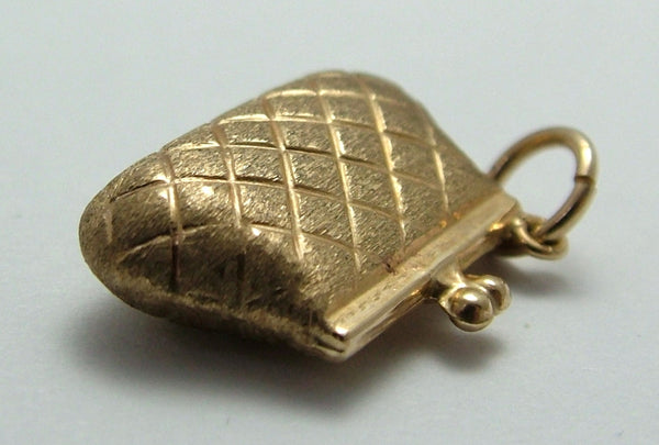 Vintage 1980's Hollow 9ct Gold Quilted Purse Charm Gold Charm - Sandy's Vintage Charms