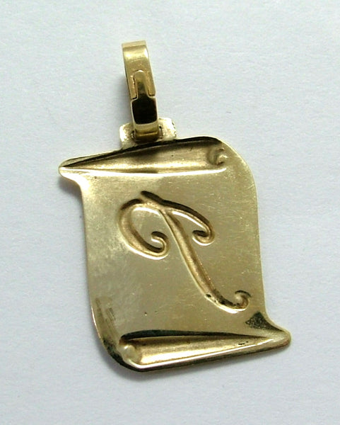 Vintage 1980's Solid 14ct 14k Gold Scroll Charm with the Letter “P” Gold Charm - Sandy's Vintage Charms