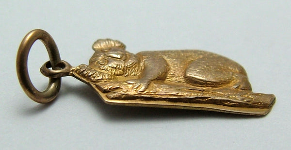 Vintage 1920's Solid Flat Backed 9ct Gold Koala Charm Gold Charm - Sandy's Vintage Charms