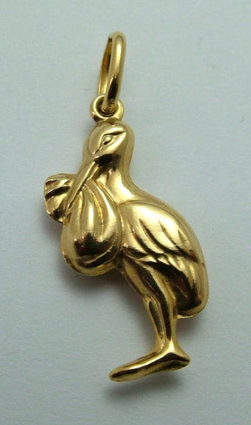 Vintage 1990's Hollow 9ct Gold Stork with Baby Charm Gold Charm - Sandy's Vintage Charms