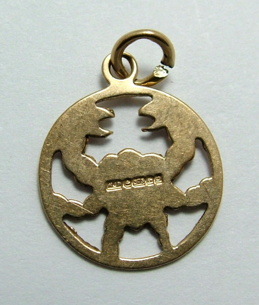 Vintage 1980's Solid 9ct Gold Cancer Zodiac Disc Charm Gold Charm - Sandy's Vintage Charms