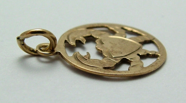 Vintage 1980's Solid 9ct Gold Cancer Zodiac Disc Charm Gold Charm - Sandy's Vintage Charms