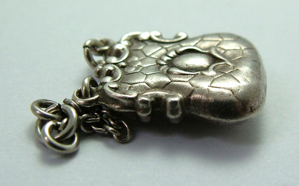 Antique Victorian Silver Puffed Handbag Charm With Chain Handle Antique Charm - Sandy's Vintage Charms