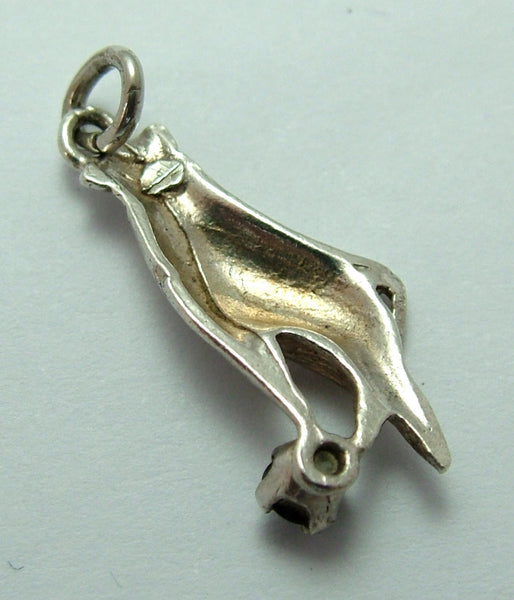 Vintage 1980’s Silver Hand Charm Holding a Blue Jewel Silver Charm - Sandy's Vintage Charms