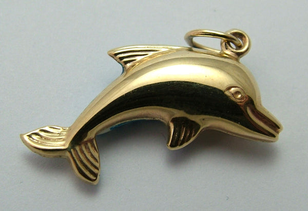 Vintage 1990's Italian 9ct Gold & Blue Enamel Bottlenose Dolphin Charm Gold Charm - Sandy's Vintage Charms