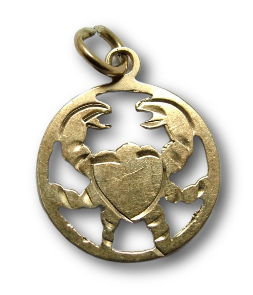 Vintage 1980's Solid 9ct Gold Cancer Zodiac Disc Charm Gold Charm - Sandy's Vintage Charms