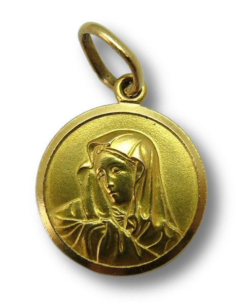 Vintage 1960's Solid 18k 18ct Gold Virgin Mary Disc Charm Gold Charm - Sandy's Vintage Charms