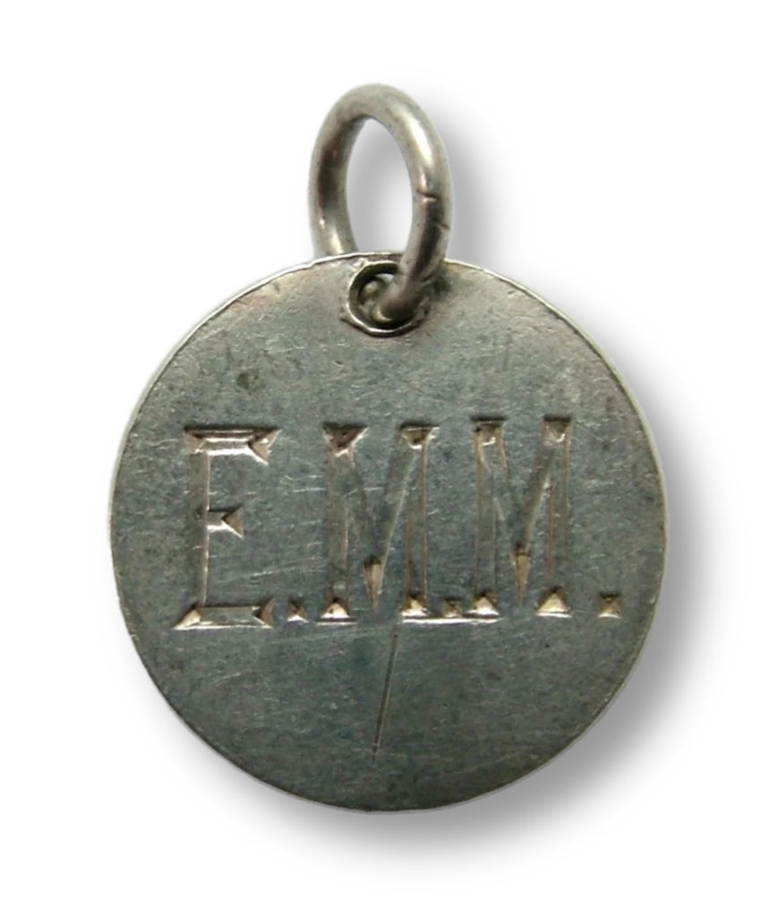 Antique Victorian Silver Engraved Love Token Coin Charm "EMM" Love Token - Sandy's Vintage Charms