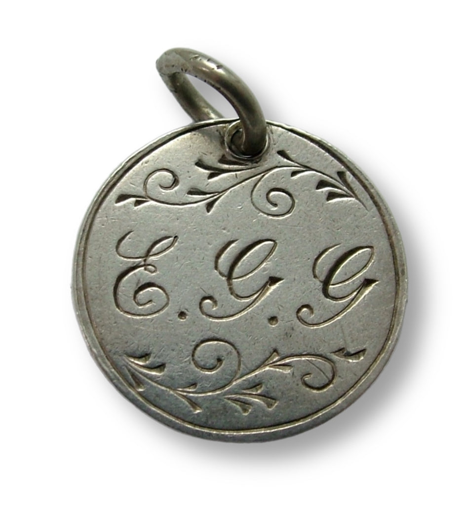 Antique Victorian Silver Engraved Love Token Coin Charm "EGG" Love Token - Sandy's Vintage Charms