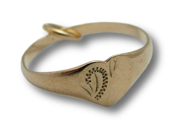 Small Vintage 1950's 9ct Gold Heart Shaped Signet or Pinkie Ring Charm Gold Charm - Sandy's Vintage Charms