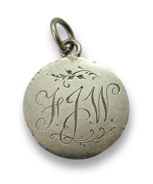 Antique Victorian Silver Engraved Love Token Coin Charm “FJW” Love Token - Sandy's Vintage Charms