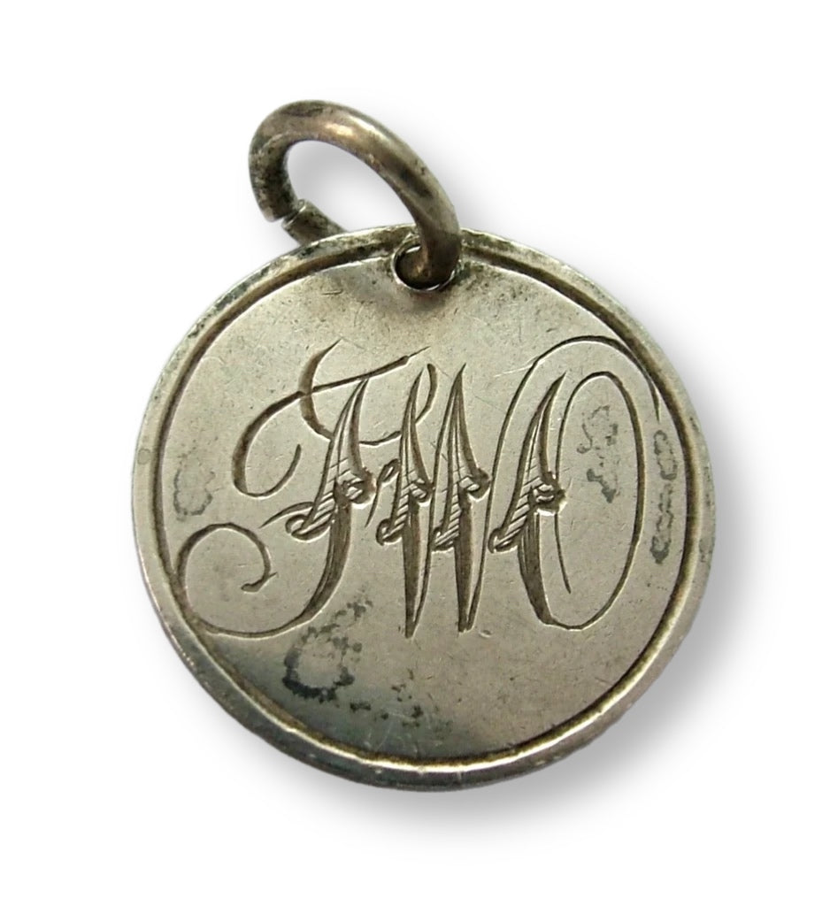 Antique Victorian Silver Engraved Love Token Coin Charm "FWO" Love Token - Sandy's Vintage Charms