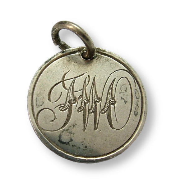 Antique Victorian Silver Engraved Love Token Coin Charm "FWO" Love Token - Sandy's Vintage Charms